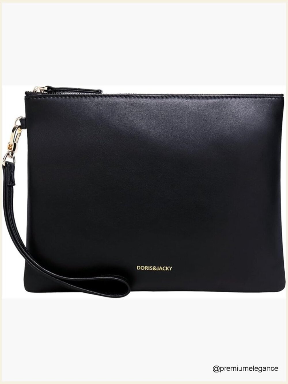 Genuine Lambskin Leather Wristlet Clutch Purse with Detachable Strap